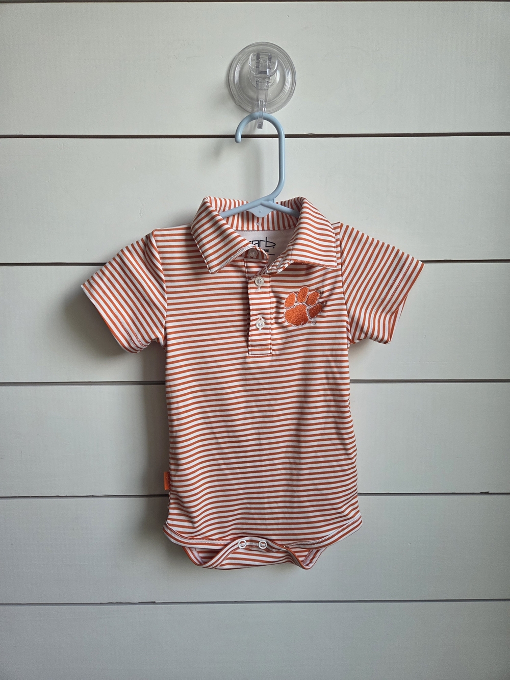 Striped Orange Polo One-Piece Bodysuit for Kids